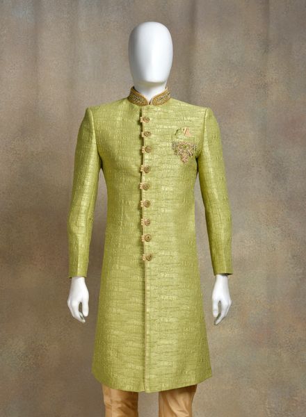 Sherwani Jacquard Ethnic Wear Slim Fit Hanger Cover Packing Designer Embroidery La Scoot